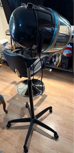 Professional Hooded Hair Dryer 1300W Rolling Stand Adjustable Salon Black