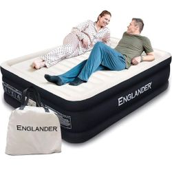 BRAND NEW..Englander Queen Air Mattress with Built in Pump Raised - Double High, 600 LB Weight Capac