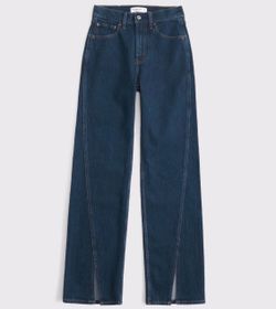 BRAND NEW WITH TAGS  ABERCROMBIE & FITCH Women's Curve Love Mid Rise 90s Straight Split-Vent Hem Jean