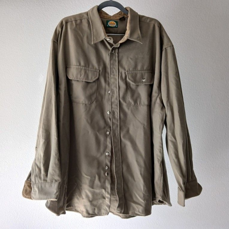Cabela’s Men’s 4XL Shirt Jacket Shacket - Performance Polyester - Olive/Tan