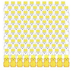 Patelai 120 Pcs Plastic Honey Bear Bottle Bear Shape Clear Honey Containers Empty Dispenser with Yellow Lid Jars Cup to Store Dispense Holiday Baby Sh
