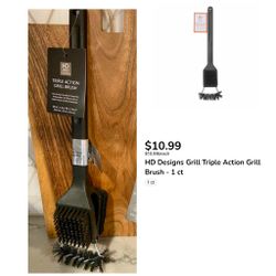 HD Designs BBQ brush: long handle triple action grill brush. New/unopened.