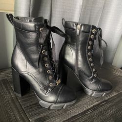 Black Lace up heel Boots