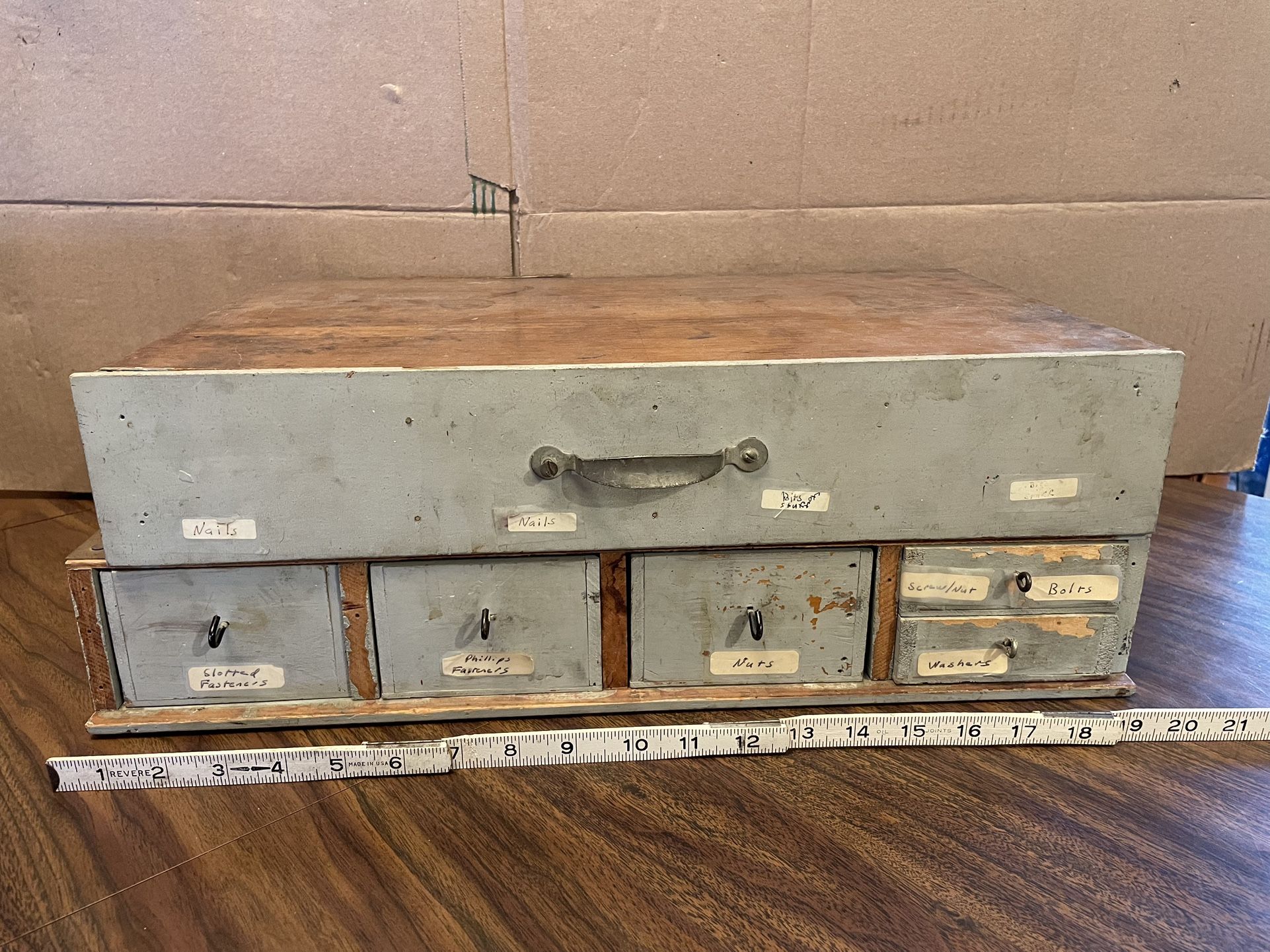 Vintage Wood Organizer Drawer Storage  Cabinet 