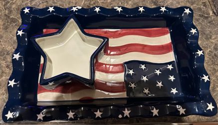 Ceramic chip and dip tray