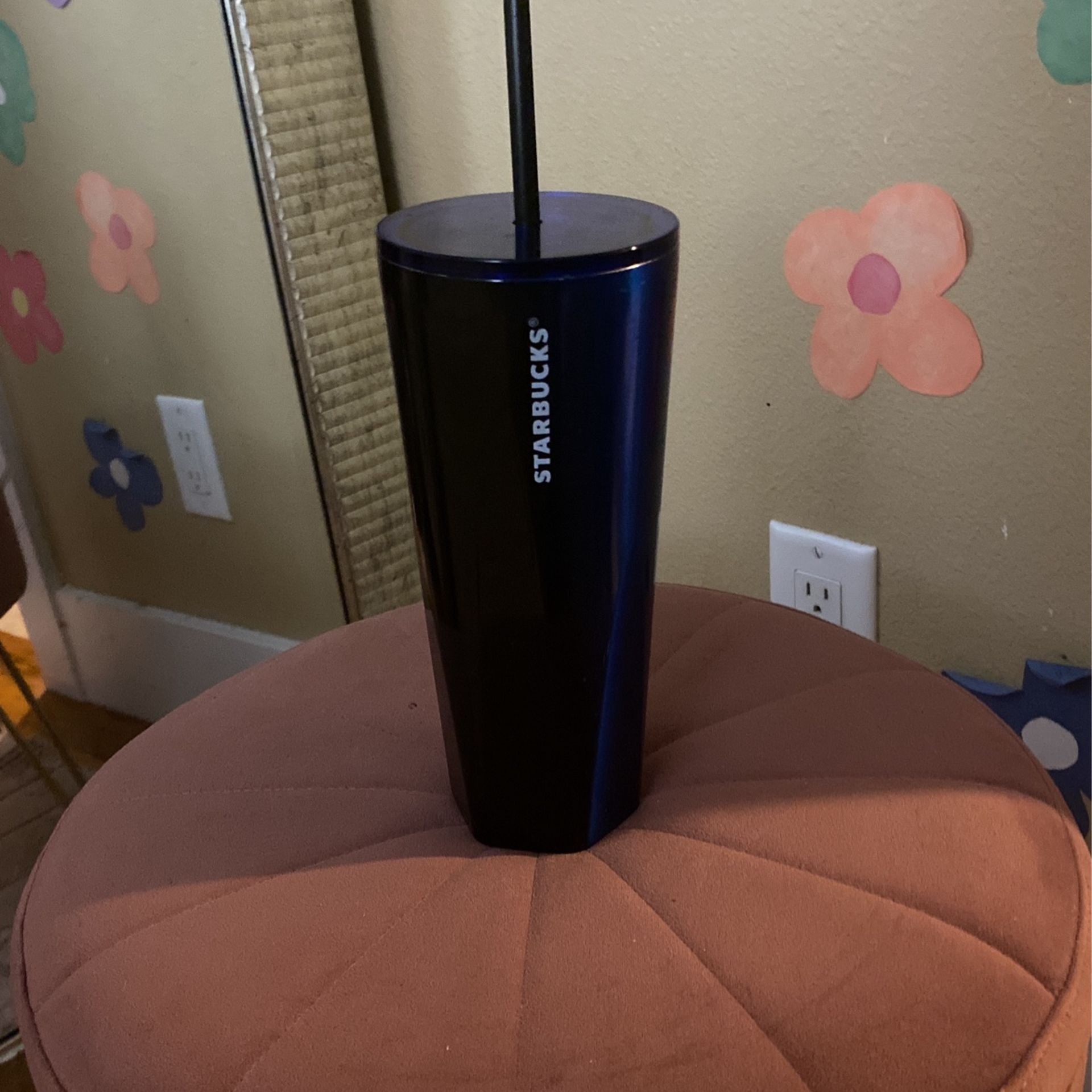 Starbucks Cold Cup Tumbler Gently Used 24oz Venti Stainless Blue Black 2022