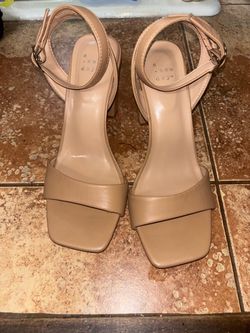 A New Day nude/tan block heel sandals (Size 8)