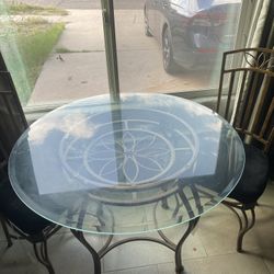 Glass Dinner Table + 2 Seats