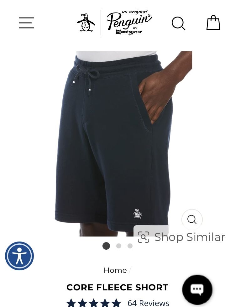 NWT PENGUIN BIG & TALL CORE FLEECE SHORTS XXTL in Dark Sapphire Blue, Slim Fit