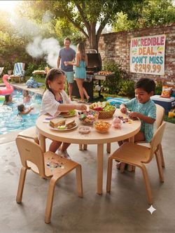 🔥🏠INCREDIBLE DEAL: High-Quality School Wood Table & Chairs - Don't Miss Out!