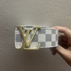 White LV Belt For Sale