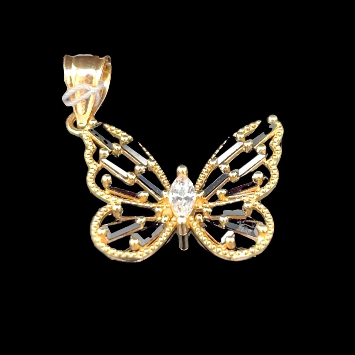 14KT Yellow Gold CZ Butterfly Pendant 2.95g 182589