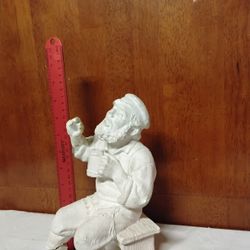 Vintage Handcrafted Sitting Fisherman Sculpture – Resin Figurine