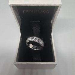 Pandora Timeless Pave Triple Row Ring Size 9 
