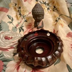 Chinese carved Rosewood lacquered wood lamp vase display base Vintage 