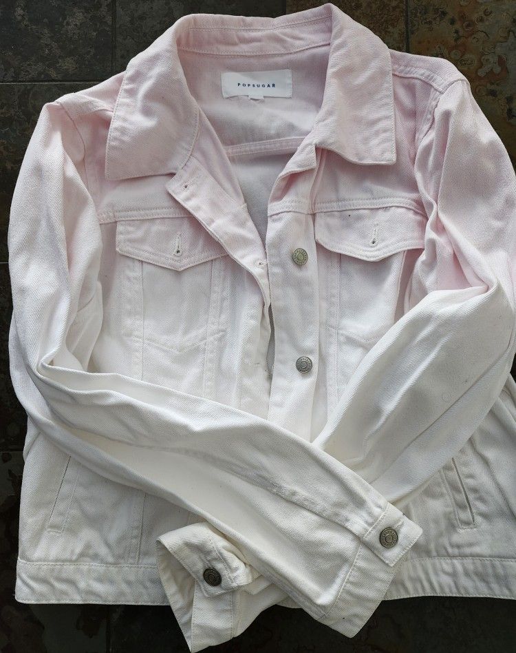 Popsugar Girls Denim Jacket Fades From Pink To White