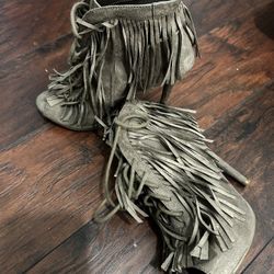 Suede Fringe Heel 