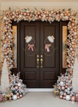 ⛄ Set 2 Muñecos de Nieve Rosa & Dorado – 22.5”