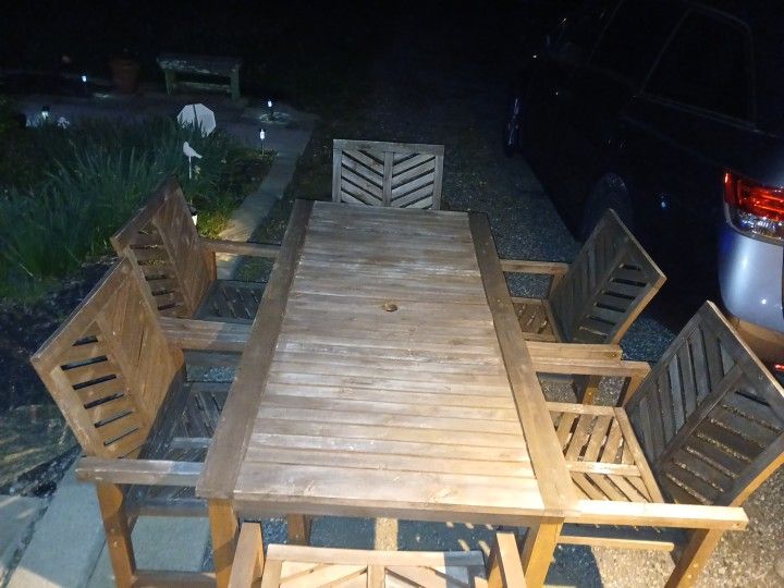 7 PIECE Walker Edison Wooden Patio Furniture