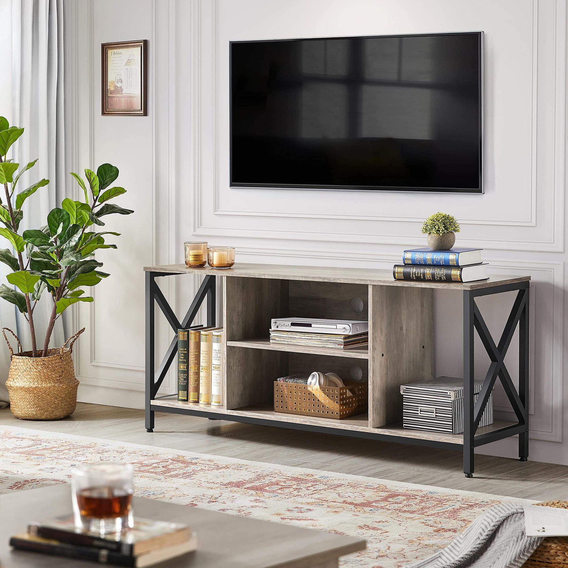TV Stand for 65 inch TV Console Table with Storage Shelves Cabinet,
