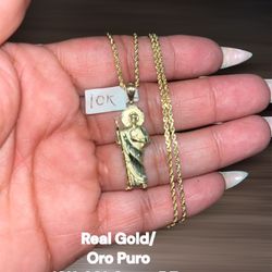 10K Gold Rope Chain & St Jude