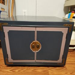 Large Side/coffee Table w Storage - Blue & Brass