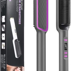 Hair Straightener Brush, 30-Speed Negative Ion Hair Straightener Styling Comb, Hot Comb Electric, 5 Temp Settings Hair Styling Tools Fast Heated Hair 