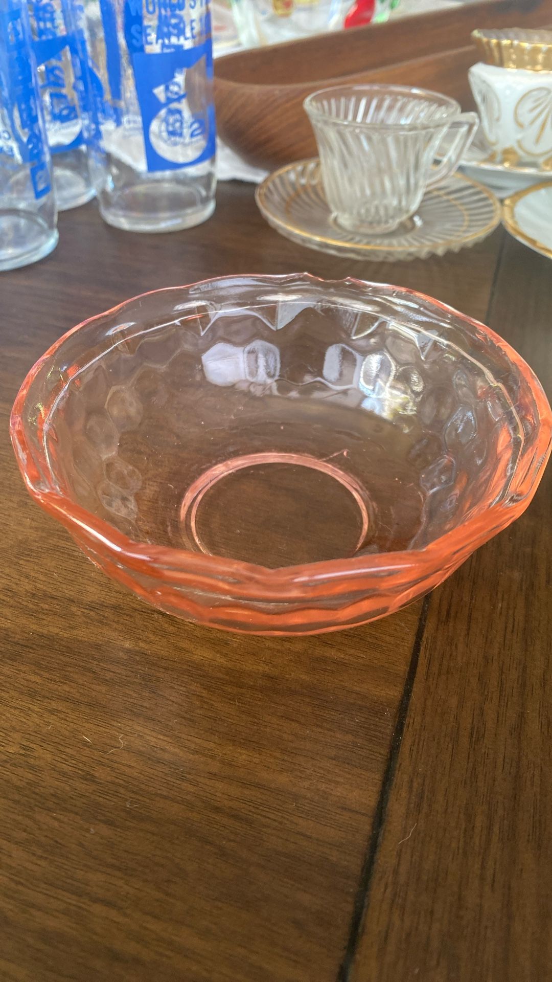 Vintage Pink Depression Glass 1(contact info removed) Glass Honey Comb Berry Bowl