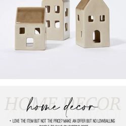 3pc Ceramic House Tea Light Holder - Threshold designed with Studio McGee