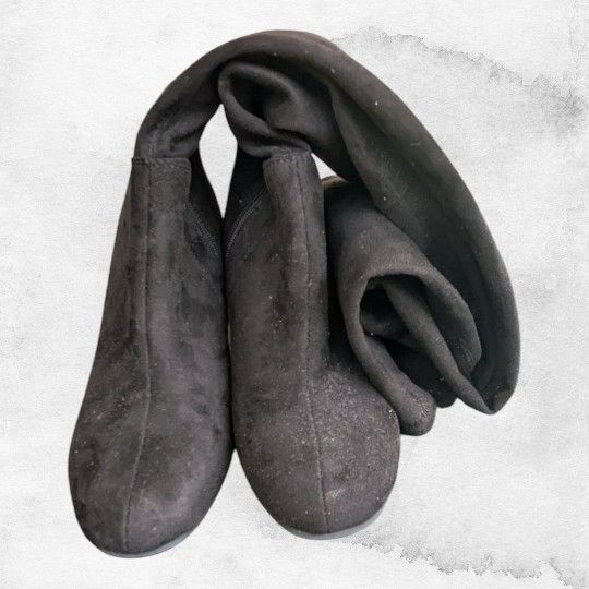 Christian Siriano Black Suede Over The Knee High Heel Boots 