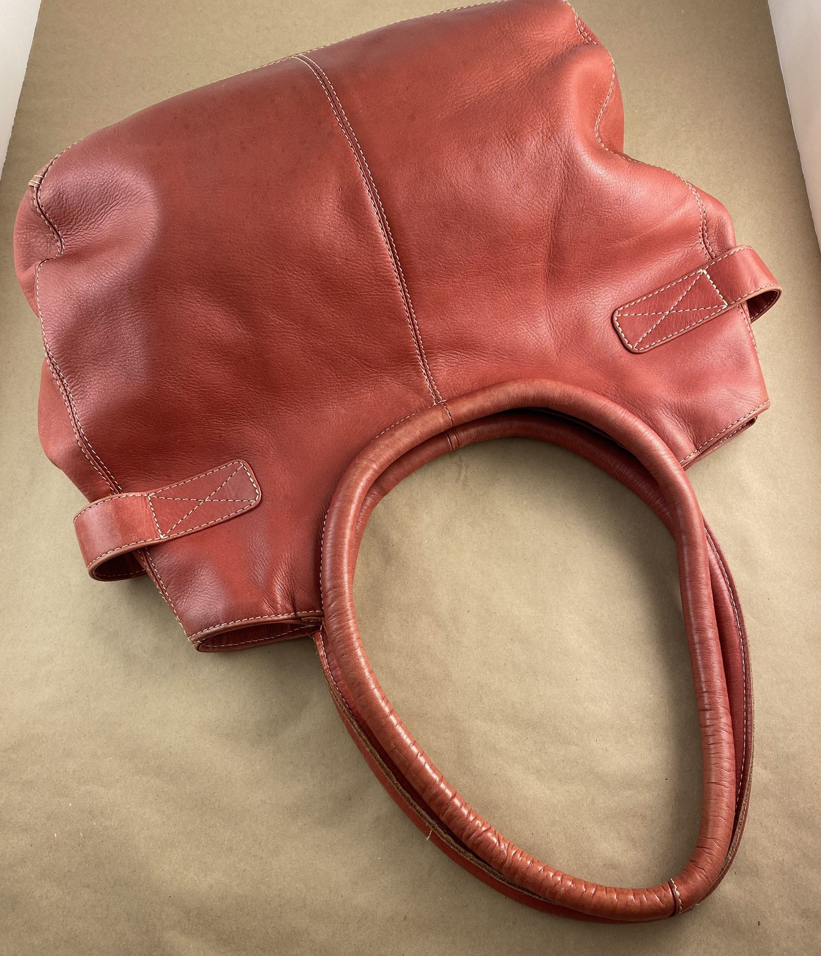 Purse Red Leather Hobo Style 
