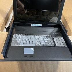 1U Rackmount 17' LCD Monitor with Keyboard, w/ 1x 1.8m VGA/KB/Mouse Cable, TouchPad Server Monitor, Just Add KVM Or Use With Single Server