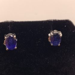 0.60 CT Tanzanite  and Sterling Silver Earrings 