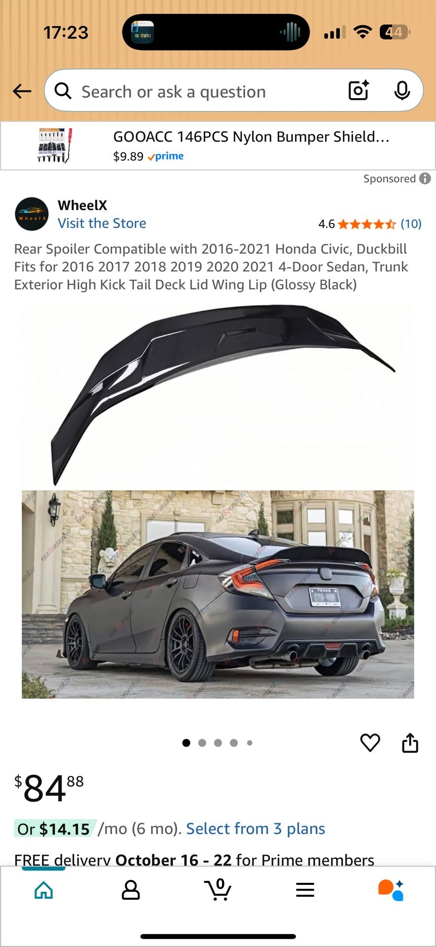 Rear Spoiler Compatible with 2016-2021 Honda Civic, Duckbill Fits for 2016 2017 2018 2019 2020 2021 4-Door Sedan, Trunk Exterior High Kick Tail Deck L