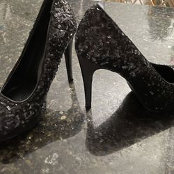 Partly Black Sequence Shoes