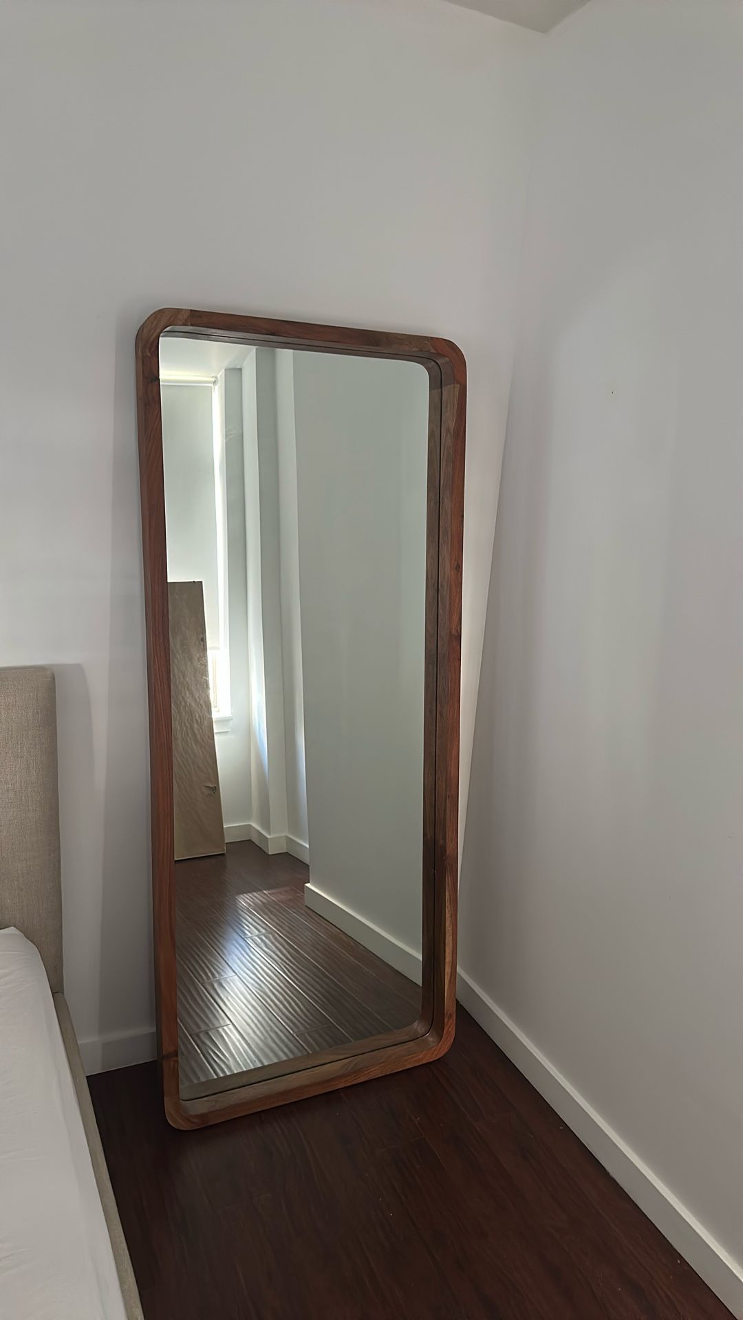 CB2 Saone Acacia Wood Full-Length Floor Mirror