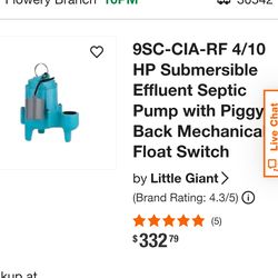 New Submersible Little Giant With 2 Drain Lines