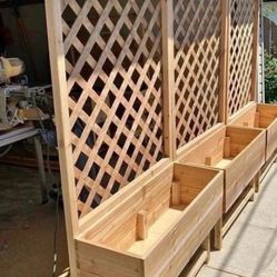 Beautiful privacy wall Frame Planter Box Garden Bed Outdoor Design cedar redwood AC pool equipment cover