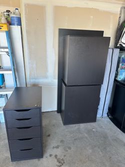 Three ikea drawer and two table top