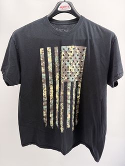 5 Star American Flag short-sleeved black T-shirt XL