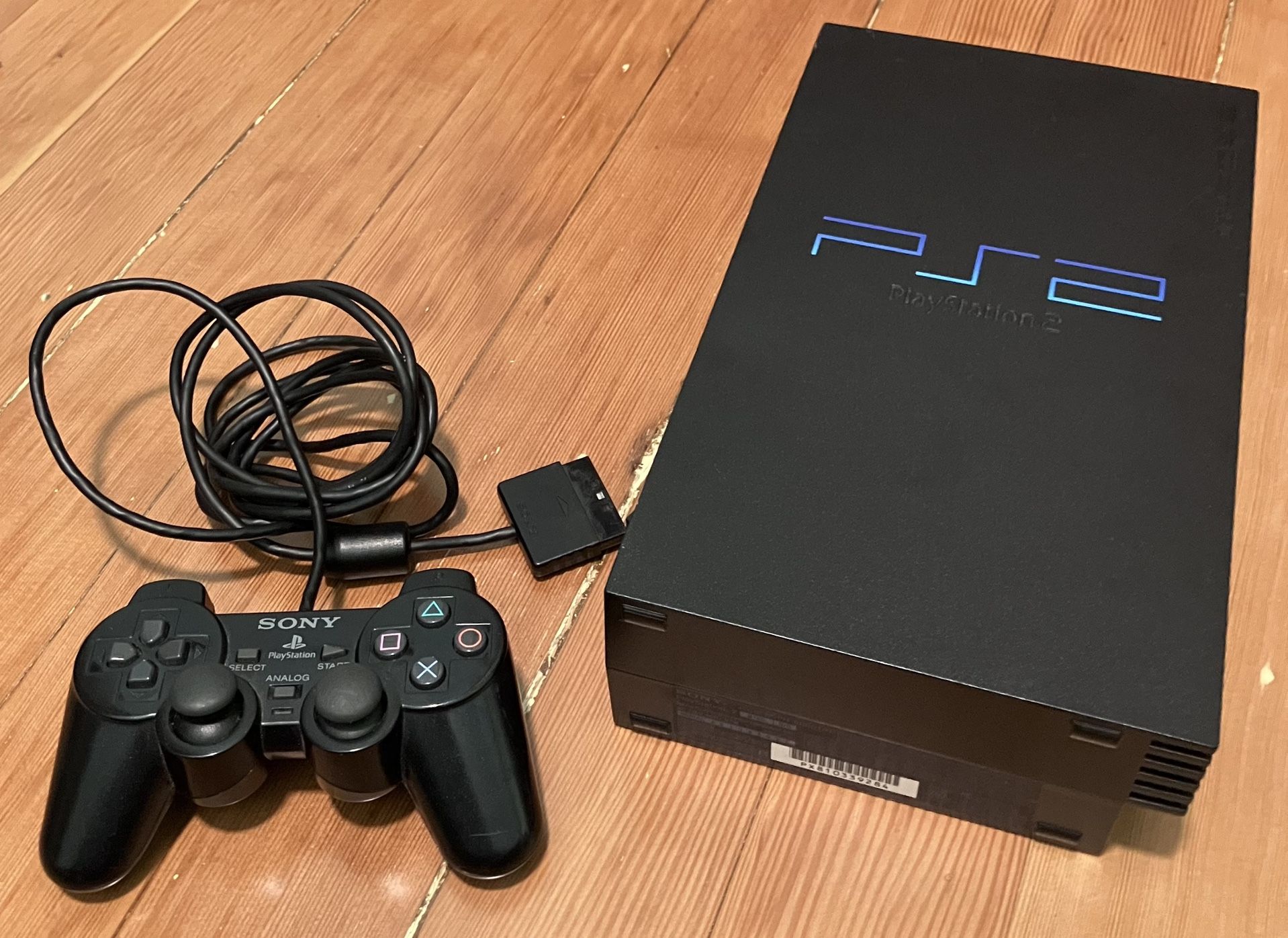 Black Fat PS2 and Black PS2 DualShock Controller Bundle - BOTH WORKING / GOOD CONDITION