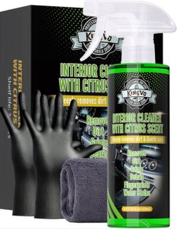 Kingvo Car Interior Cleaner Spray, Multipurpose Leather Cleaner Citrus Scent