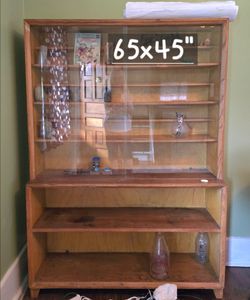 Wood and glass display cabinet