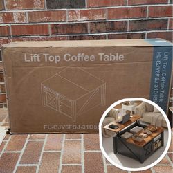 Lift Top Coffee Table with Hidden Storage & Adjustable Shelves, Square Farmhouse Center Table for Living Room, Black