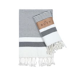 Turkish Cotton Hand Towels for Kitchen & Bathroom - 1 Pack - 18x40" - Black