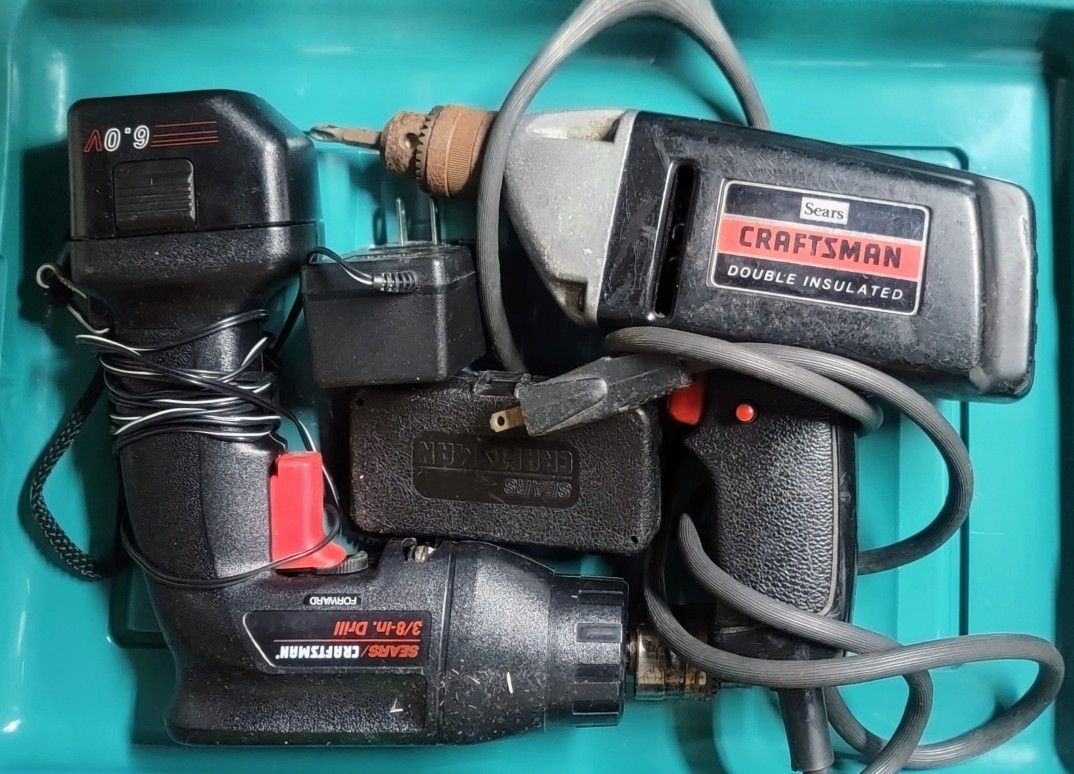 Two Craftsman 3/8" Drill One Battery Operated One Corded