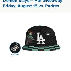Dodgers Vs Padres 8/15 Game Tickets Demon Slayer Hat SGA 