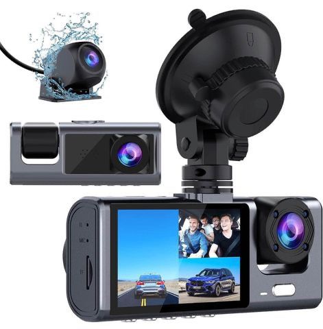 BRAND NEW 3 Channel 1080P Dash Camera for Front and Rear Inside