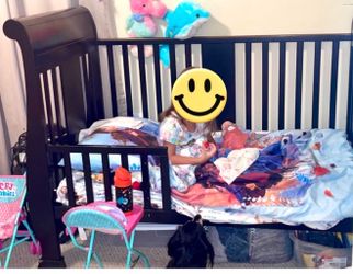 Pretty Dark cherry wood convertible sleigh bed baby crib toddler bed