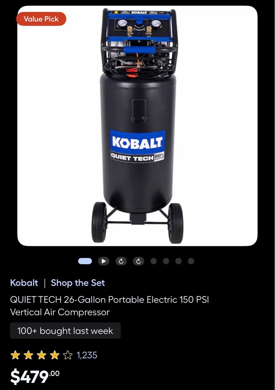 Kobalt Quiet Tech 26-Gallon Vertical Air Compressor for Sale in San ...